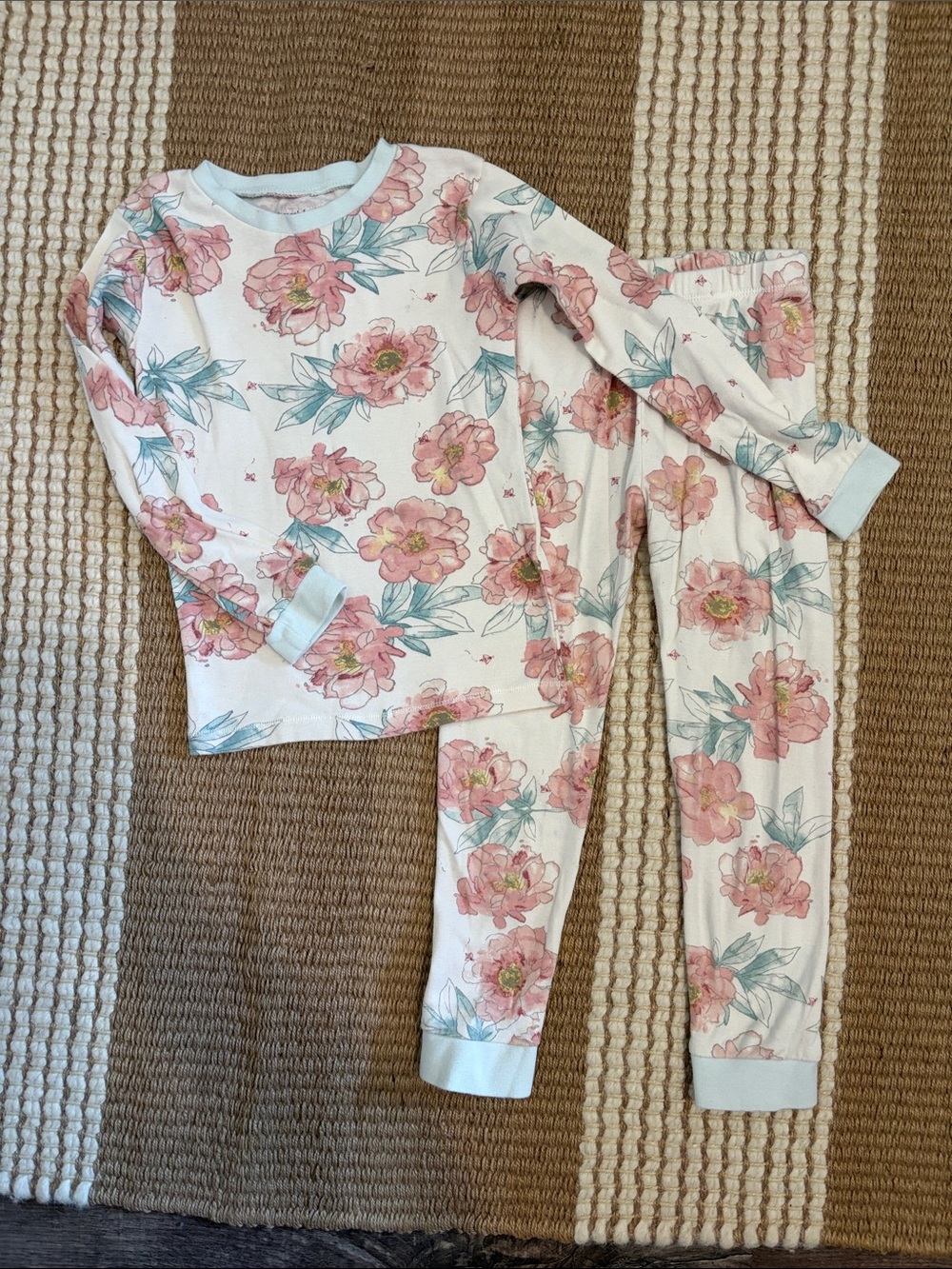 Girls Pink Floral Long-Sleeve Pajama Set